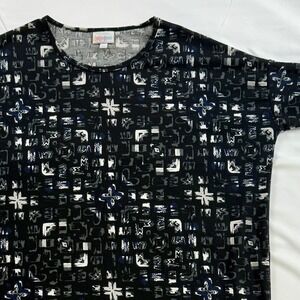 Lularoe Irma XS 2/6 Tunic Black‎ Gray White Medallion
